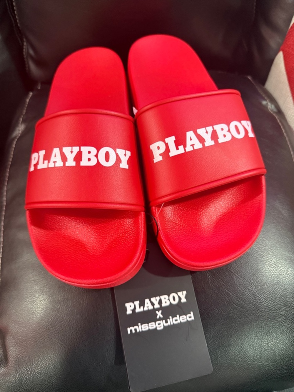 PLAYBOY Red Logo Slide Sandals